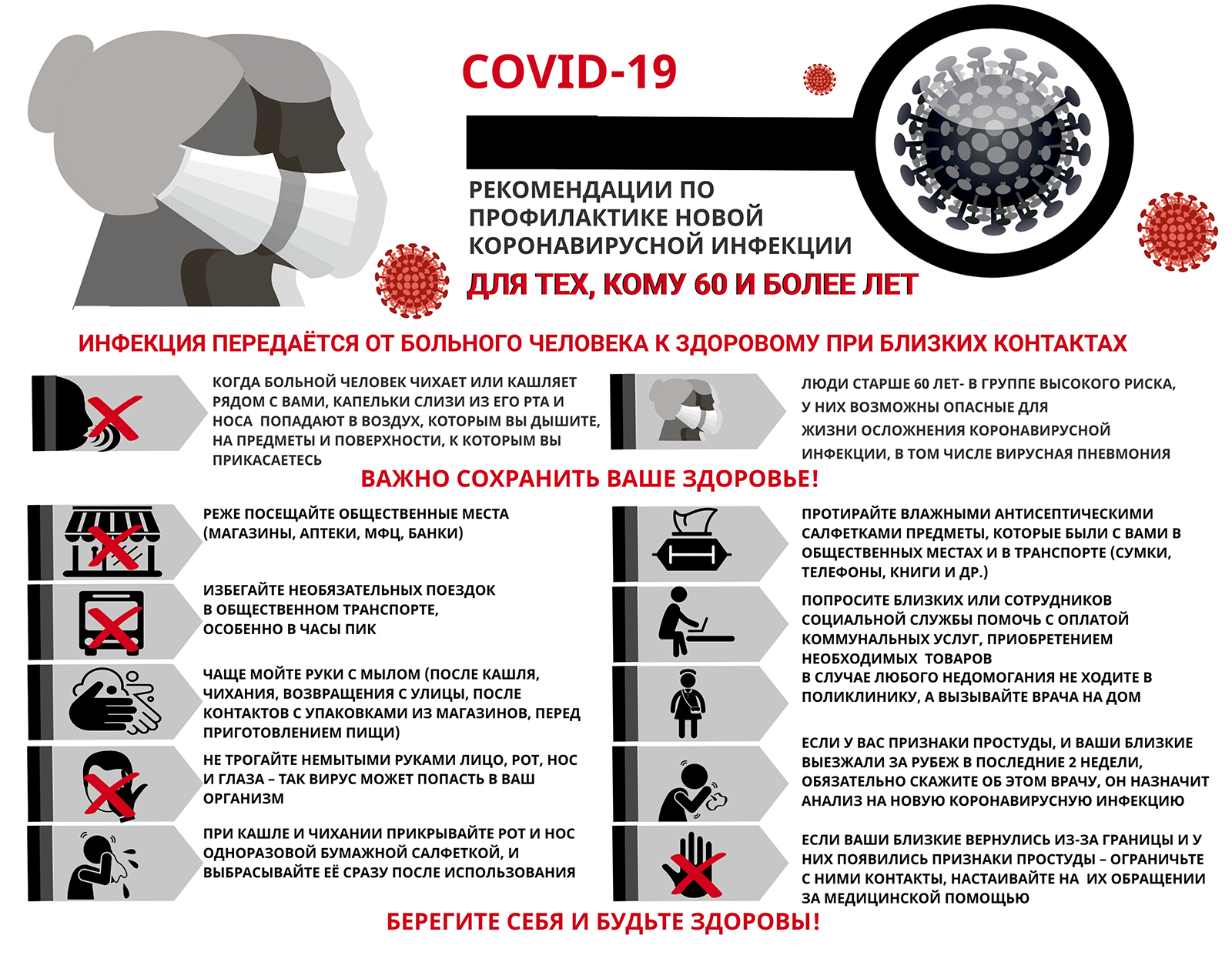 Рекомендации по профилактике новой коронавирусной инфекции для тех, кому 60 и более лет